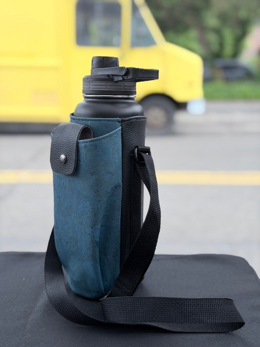 Cork Water Bottle Tote — Hands-Free Crossbody Bottle Holder
