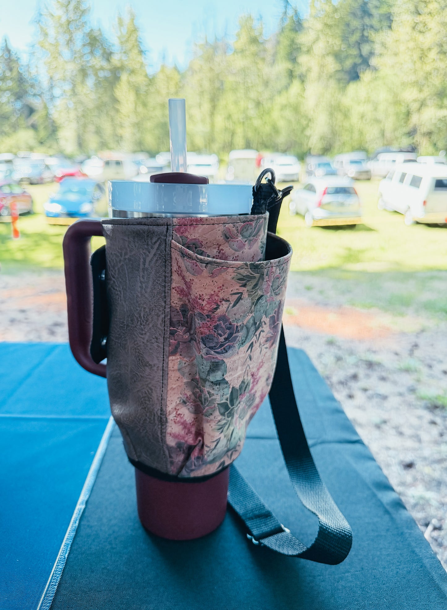 Cork Tote for Stanley Tumbler — Crossbody Bottle Carrier